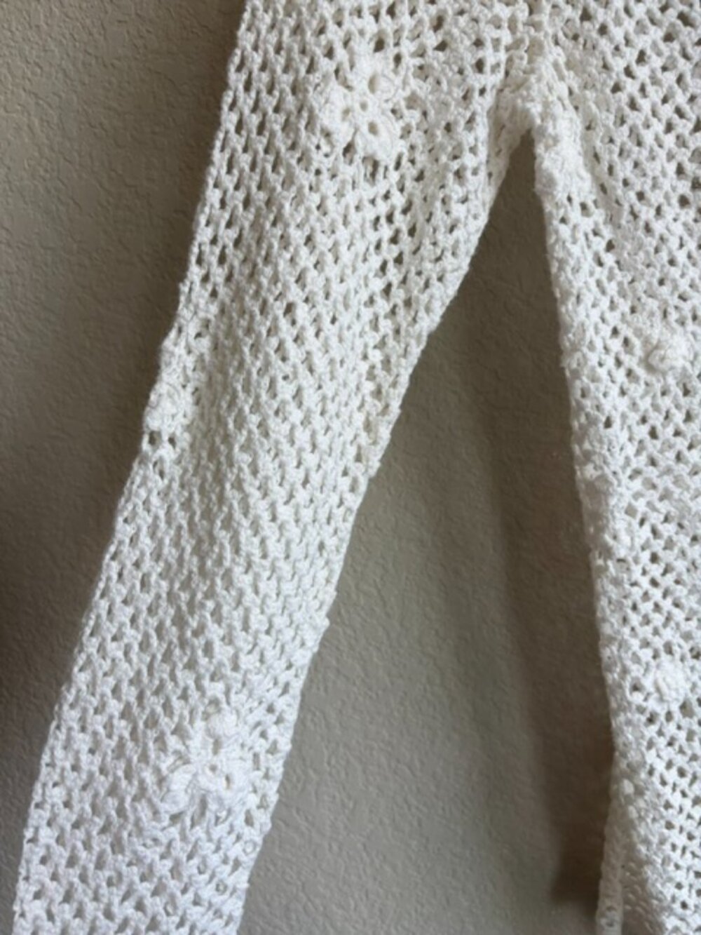 Vintage Casual Corner Crochet White Cardigan Womens Large Y2K Cottagecore FairyV - Picture 5 of 11